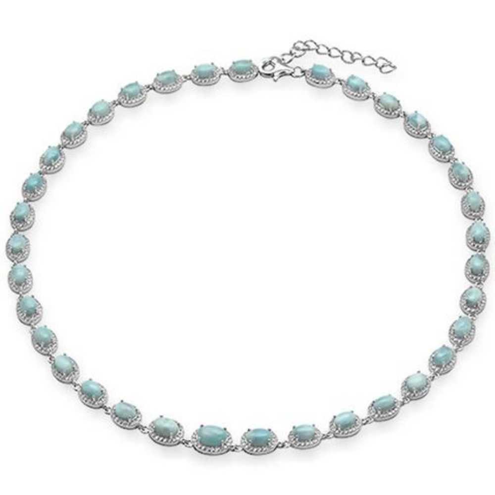 natural larimar.925 sterling silver necklace